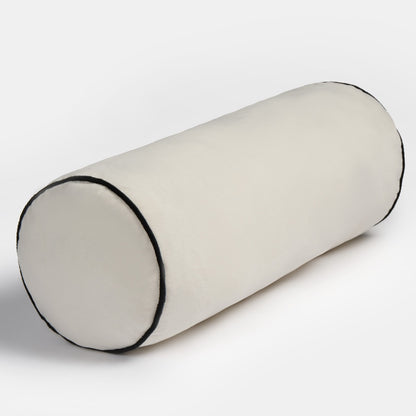 Matte Velvet Bolster Cushion – Cream/Black