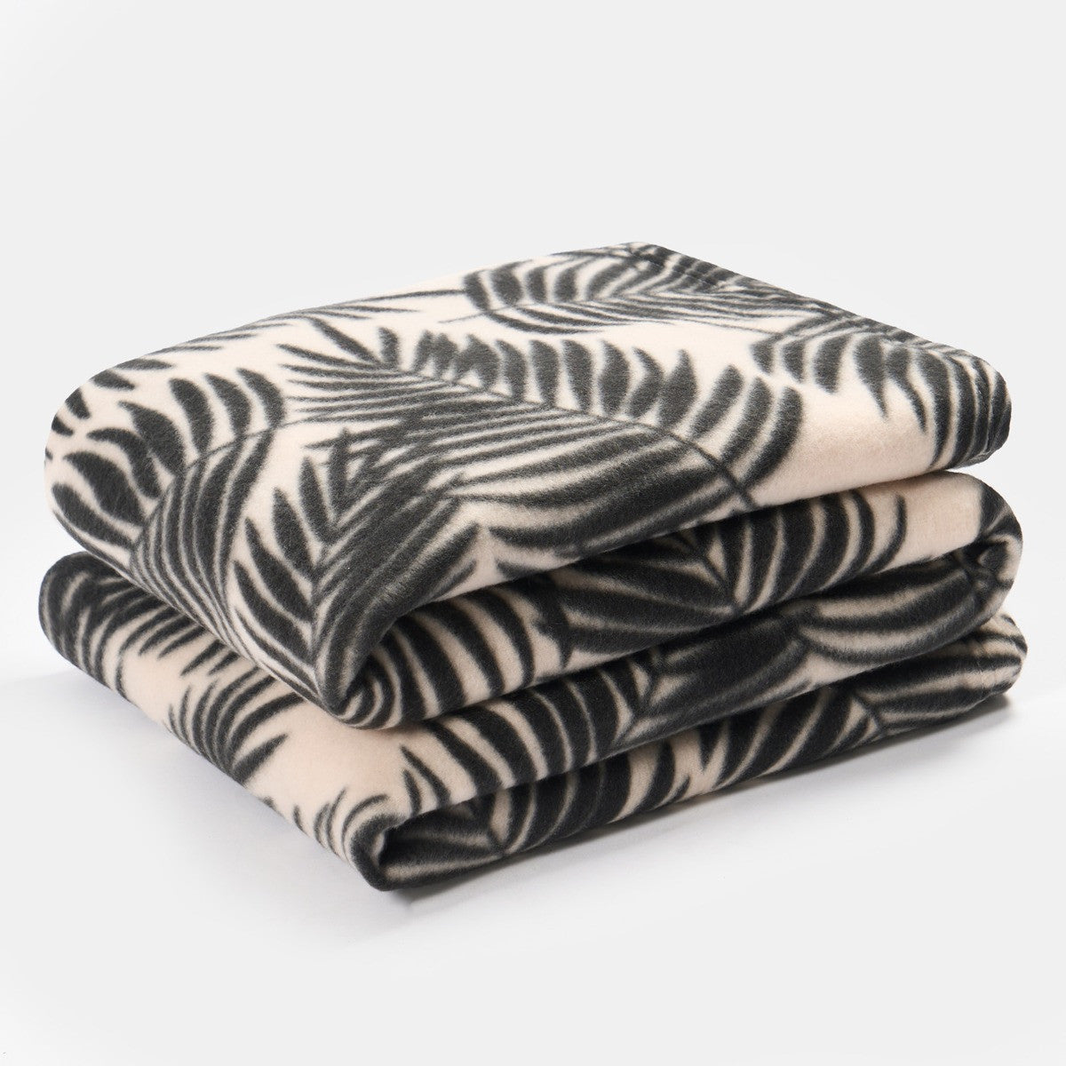 Palm Leaf Print Fleece Throw – Monochrome