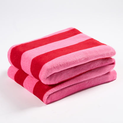 Stripe Print Ultra Soft Throw – Pink/Red