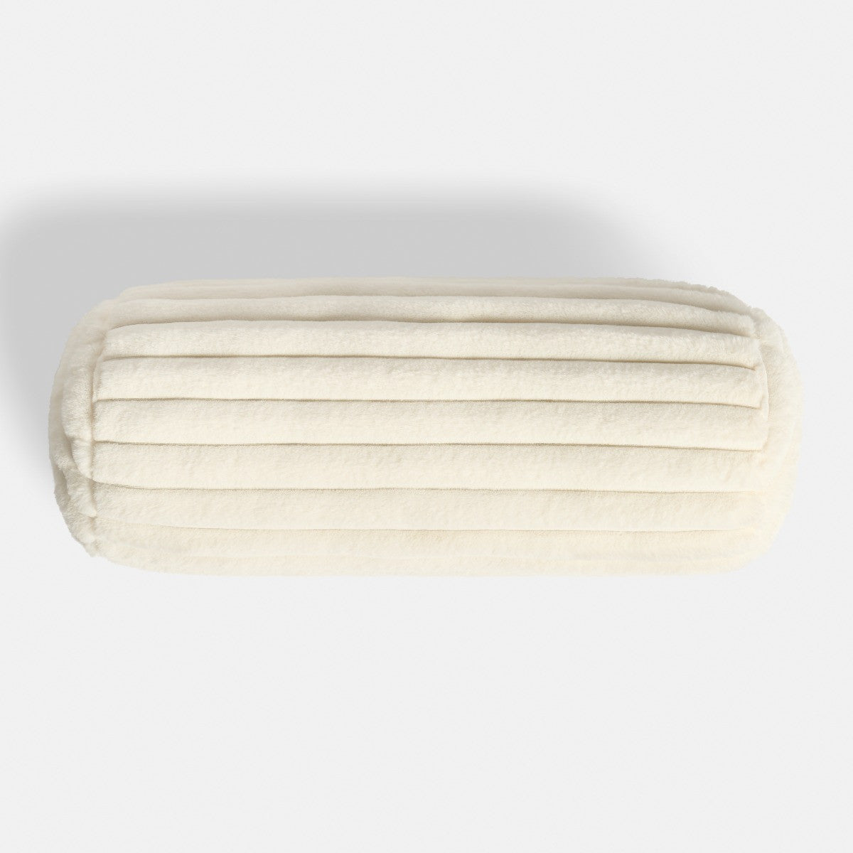 Faux Fur Ribbed Bolster Pillow – Cream