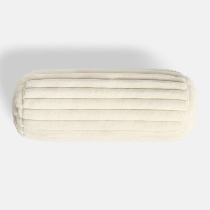 Faux Fur Ribbed Bolster Pillow – Cream