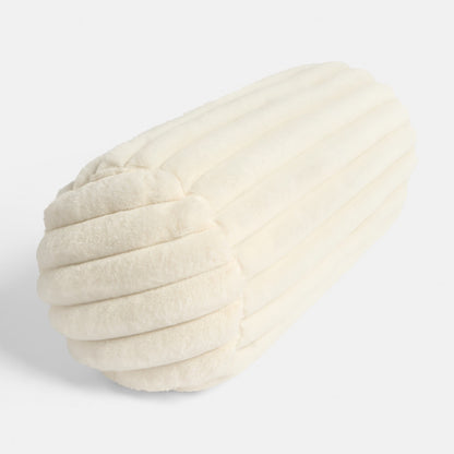 Faux Fur Ribbed Bolster Pillow – Cream