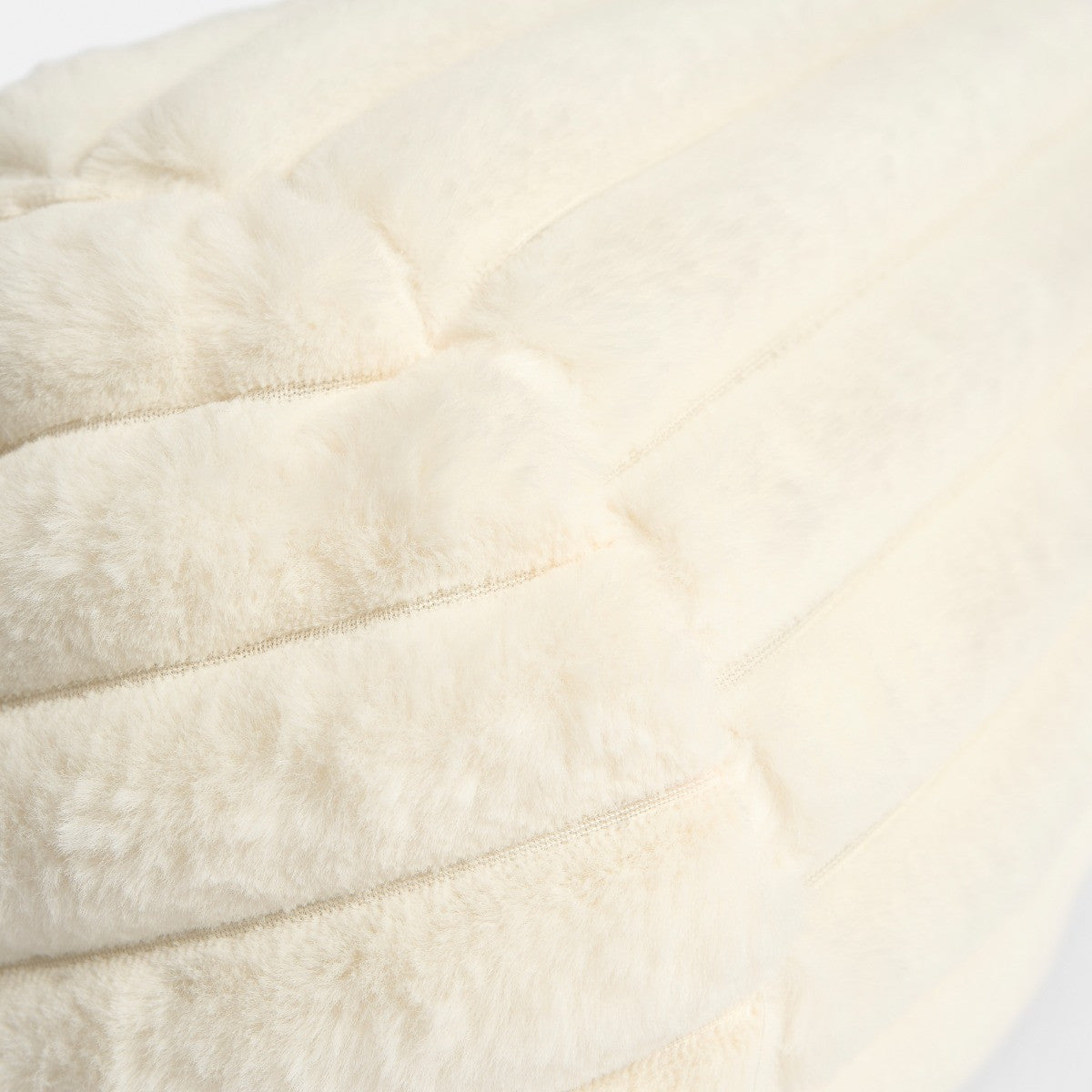 Faux Fur Ribbed Bolster Pillow – Cream