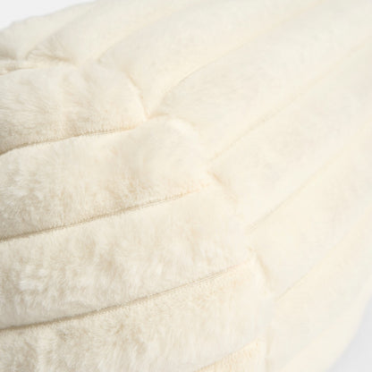 Faux Fur Ribbed Bolster Pillow – Cream