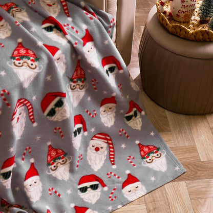Fun Santa Fleece Throw – Grey