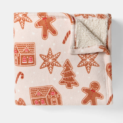Gingerbread Print Throw – Beige