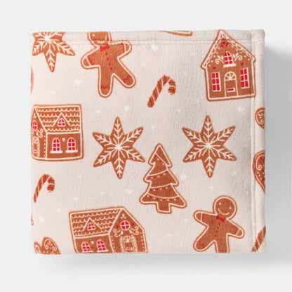 Gingerbread Print Throw – Beige