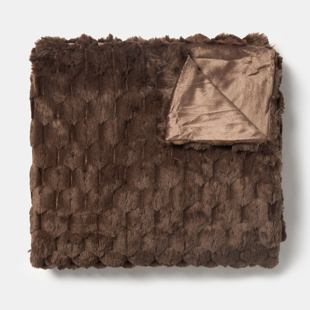 Waffle Faux Fur Throw – Chocolate