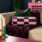 Check Print Bolster Pillow – Pink/Burgundy