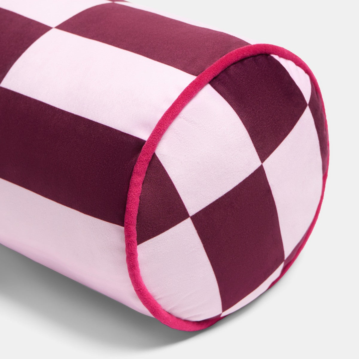 Check Print Bolster Pillow – Pink/Burgundy