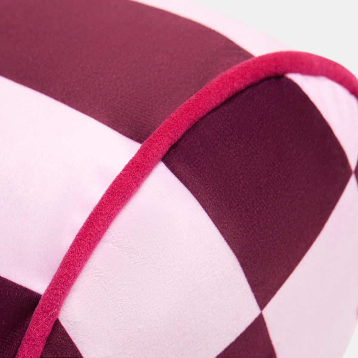 Check Print Bolster Pillow – Pink/Burgundy