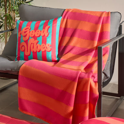 Stripe Fleece Throw – Orange/Pink