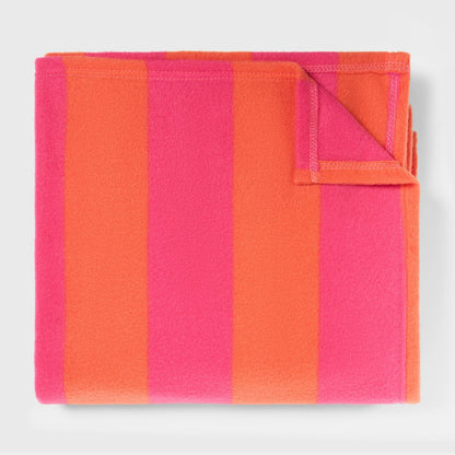 Stripe Fleece Throw – Orange/Pink