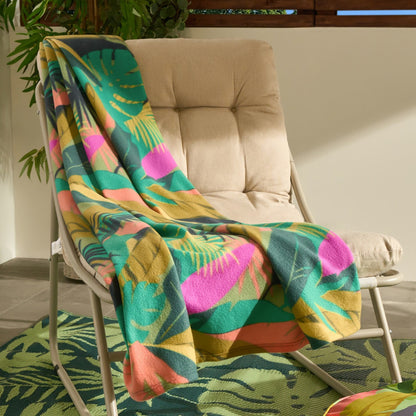 Palm Print Fleece Throw – Green