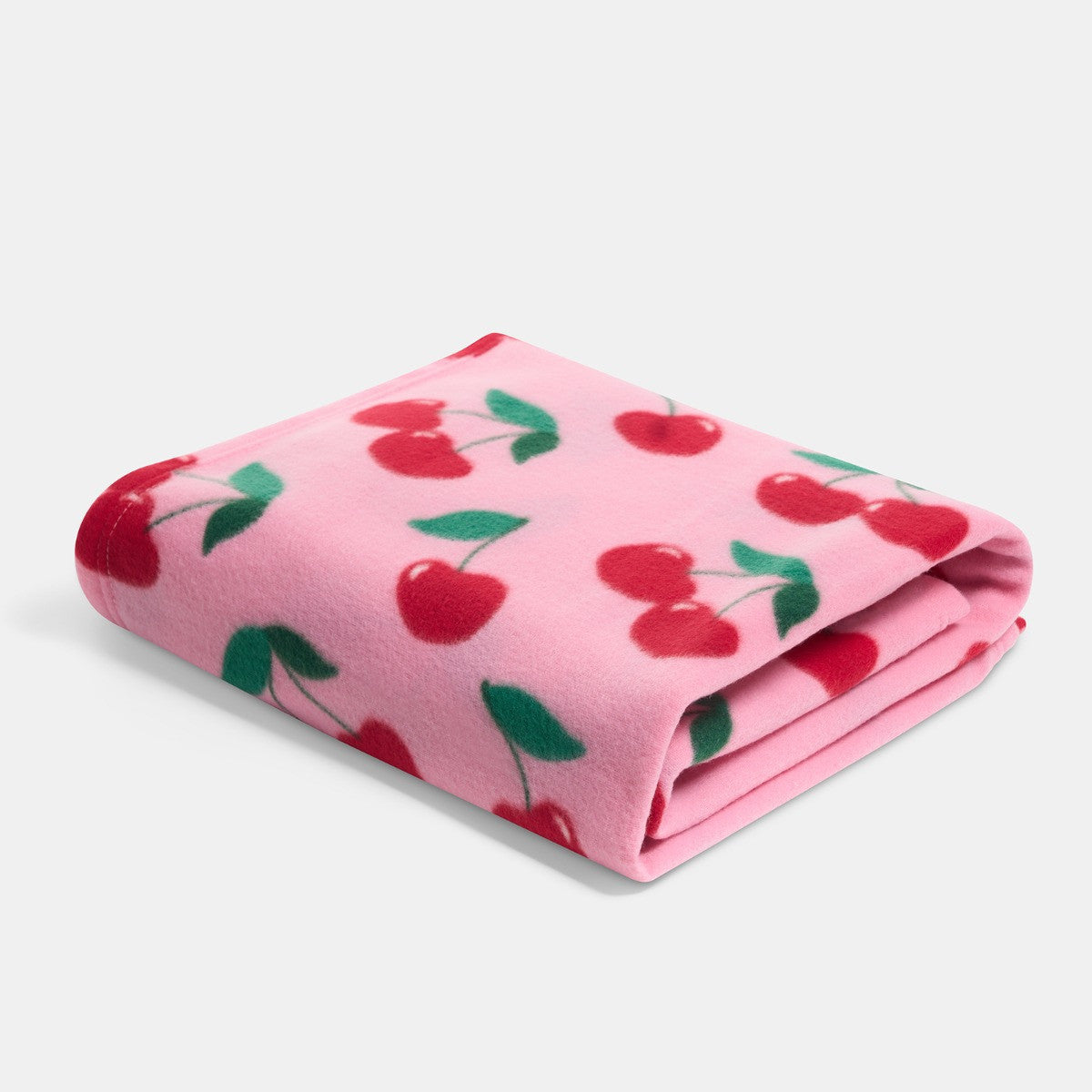 Cherry Print Fleece Throw – Pink/Red