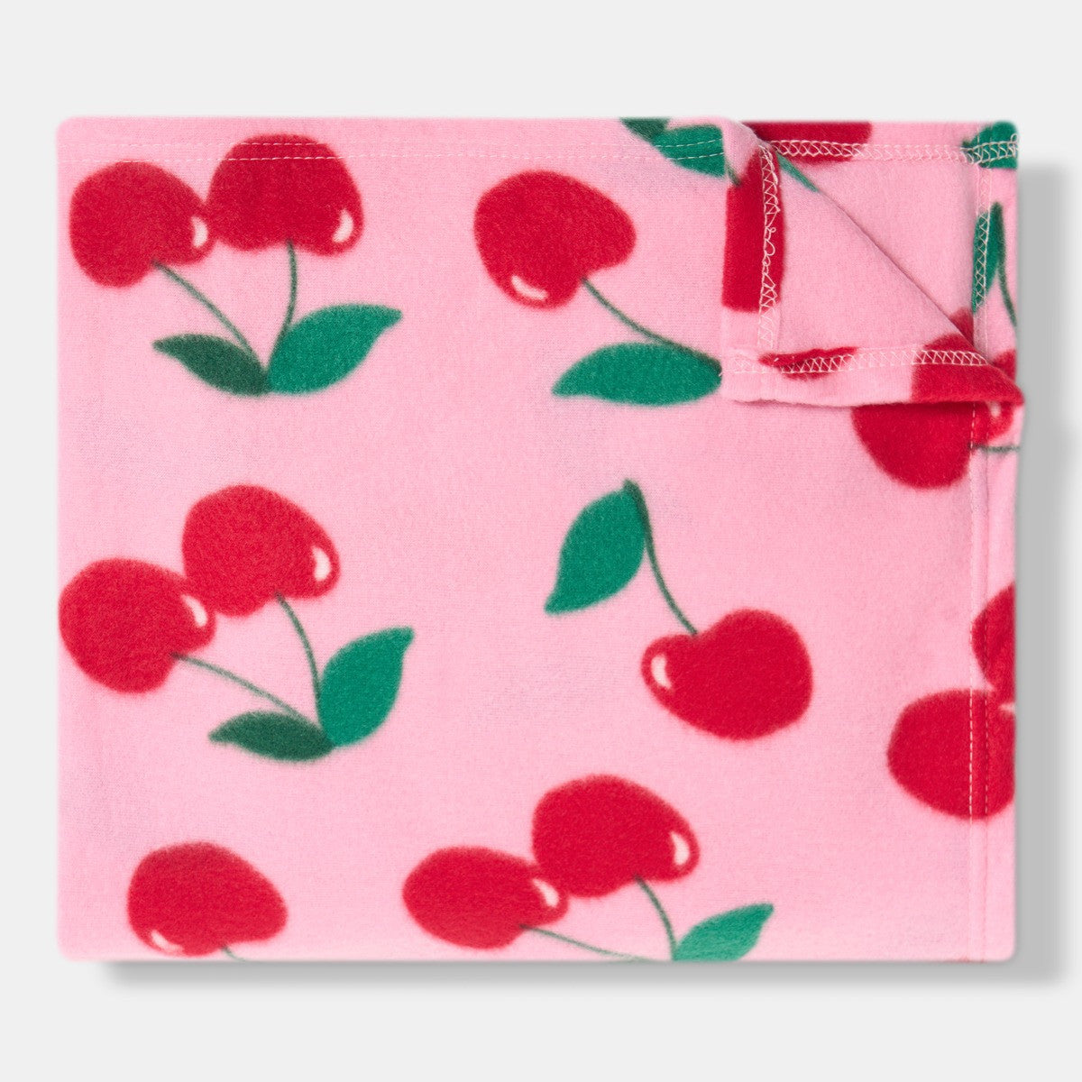 Cherry Print Fleece Throw – Pink/Red