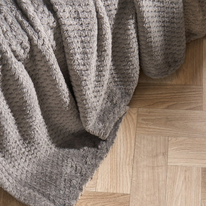 Waffle Fleece Throw – Mid Grey