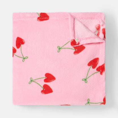 Cherry Print Ultra Soft Throw – Pink
