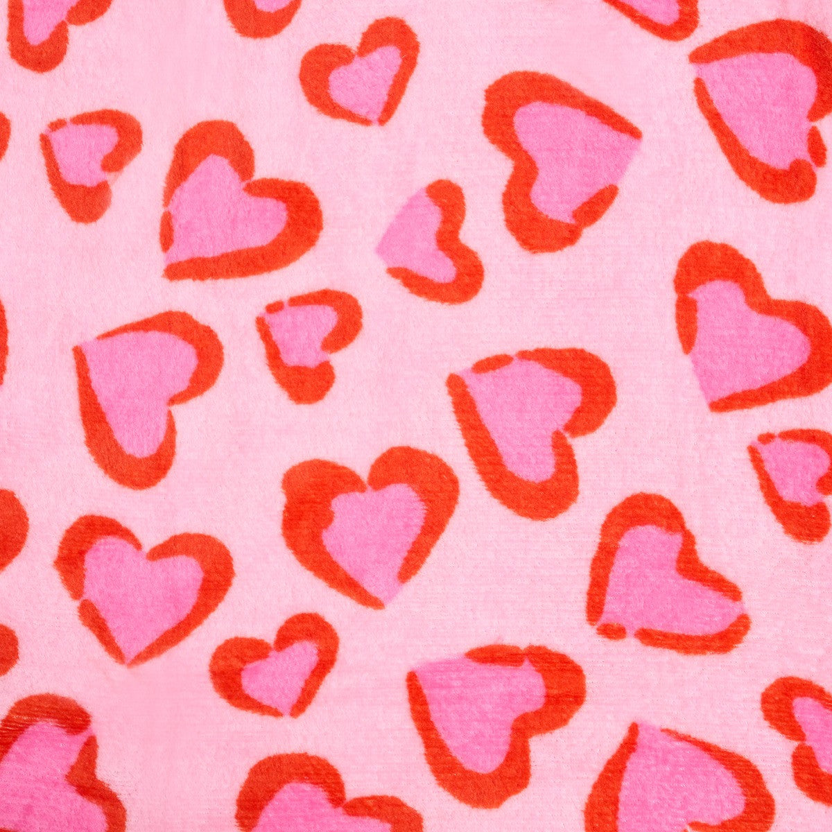 Heart Leopard Print Fleece Throw – Pink/Red