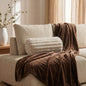 Faux Fur Ribbed Bolster Pillow – Natural