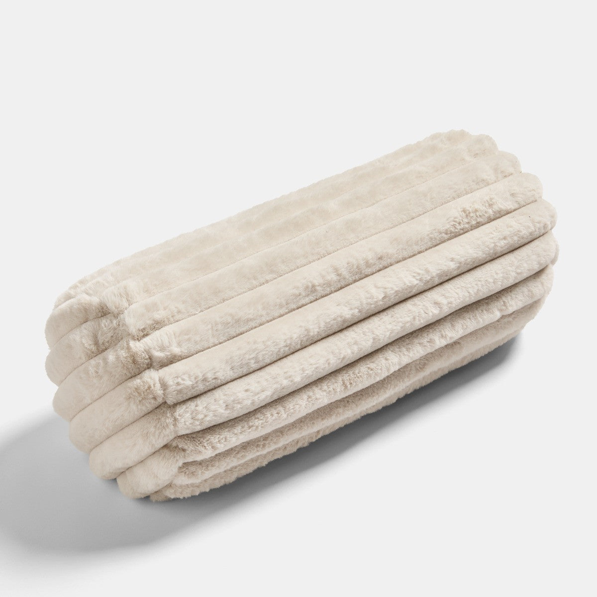 Faux Fur Ribbed Bolster Pillow – Natural