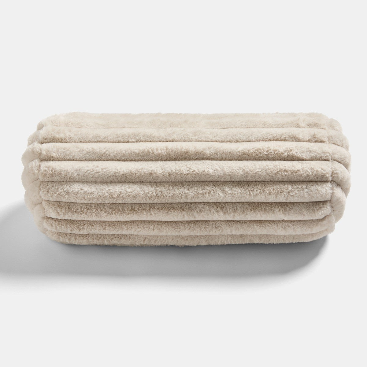 Faux Fur Ribbed Bolster Pillow – Natural