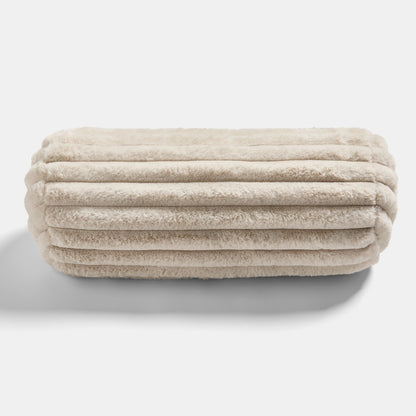 Faux Fur Ribbed Bolster Pillow – Natural
