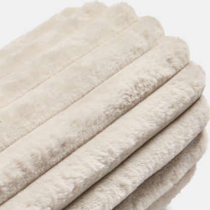 Faux Fur Ribbed Bolster Pillow – Natural