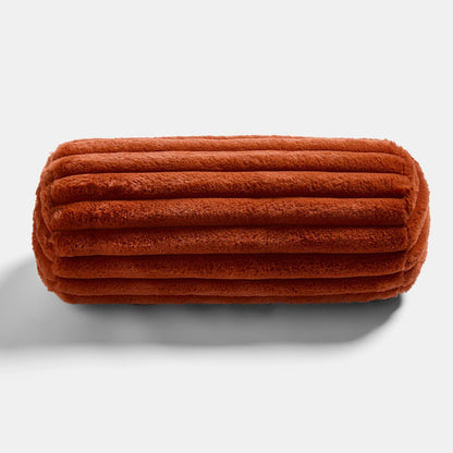 Faux Fur Ribbed Bolster Pillow – Rust