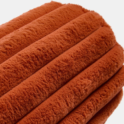 Faux Fur Ribbed Bolster Pillow – Rust