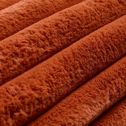 Faux Fur Ribbed Bolster Pillow – Rust