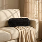 Faux Fur Ribbed Bolster Pillow – Black