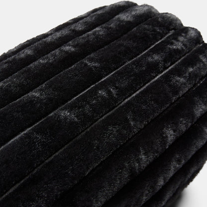 Faux Fur Ribbed Bolster Pillow – Black