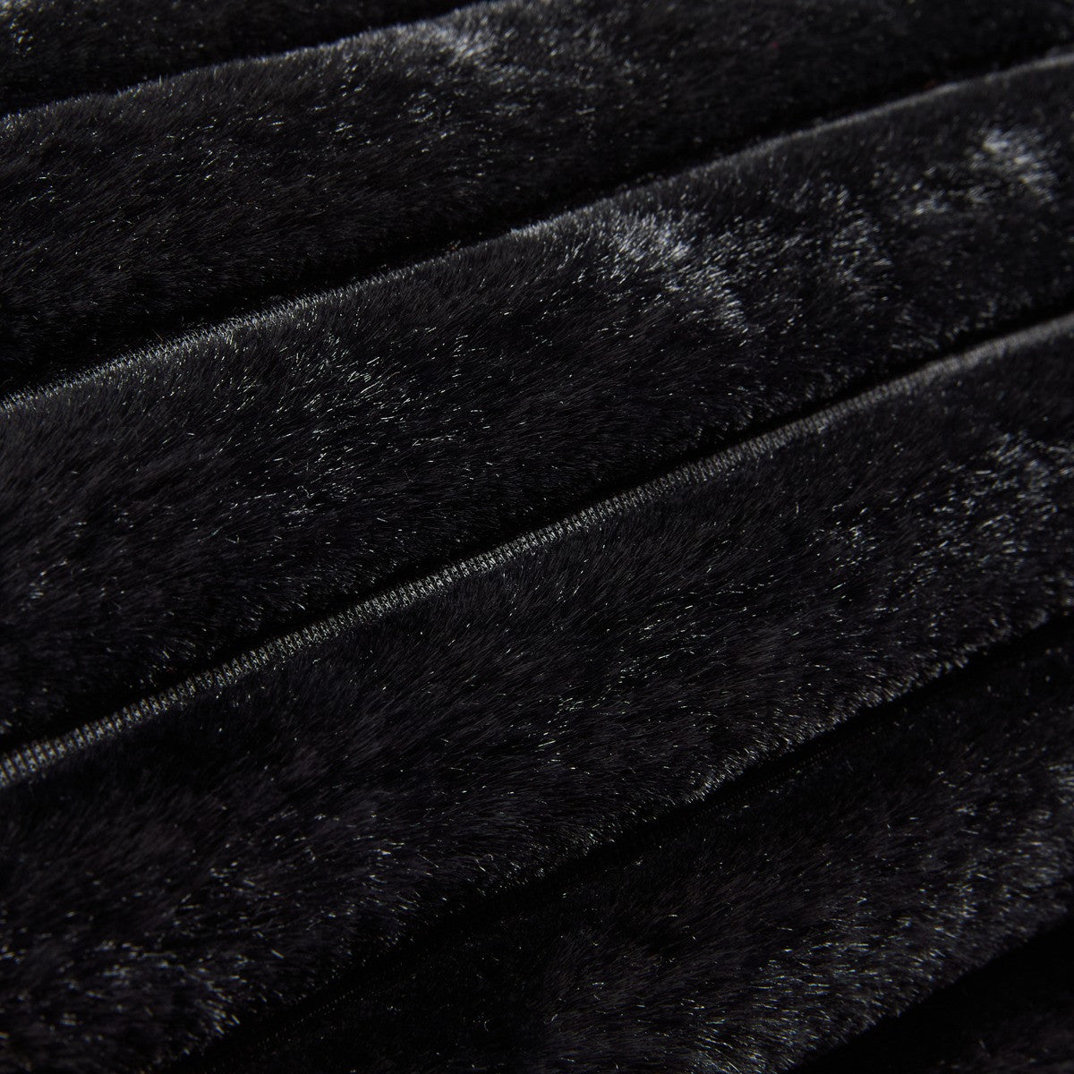 Faux Fur Ribbed Bolster Pillow – Black