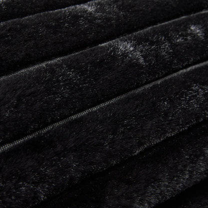 Faux Fur Ribbed Bolster Pillow – Black
