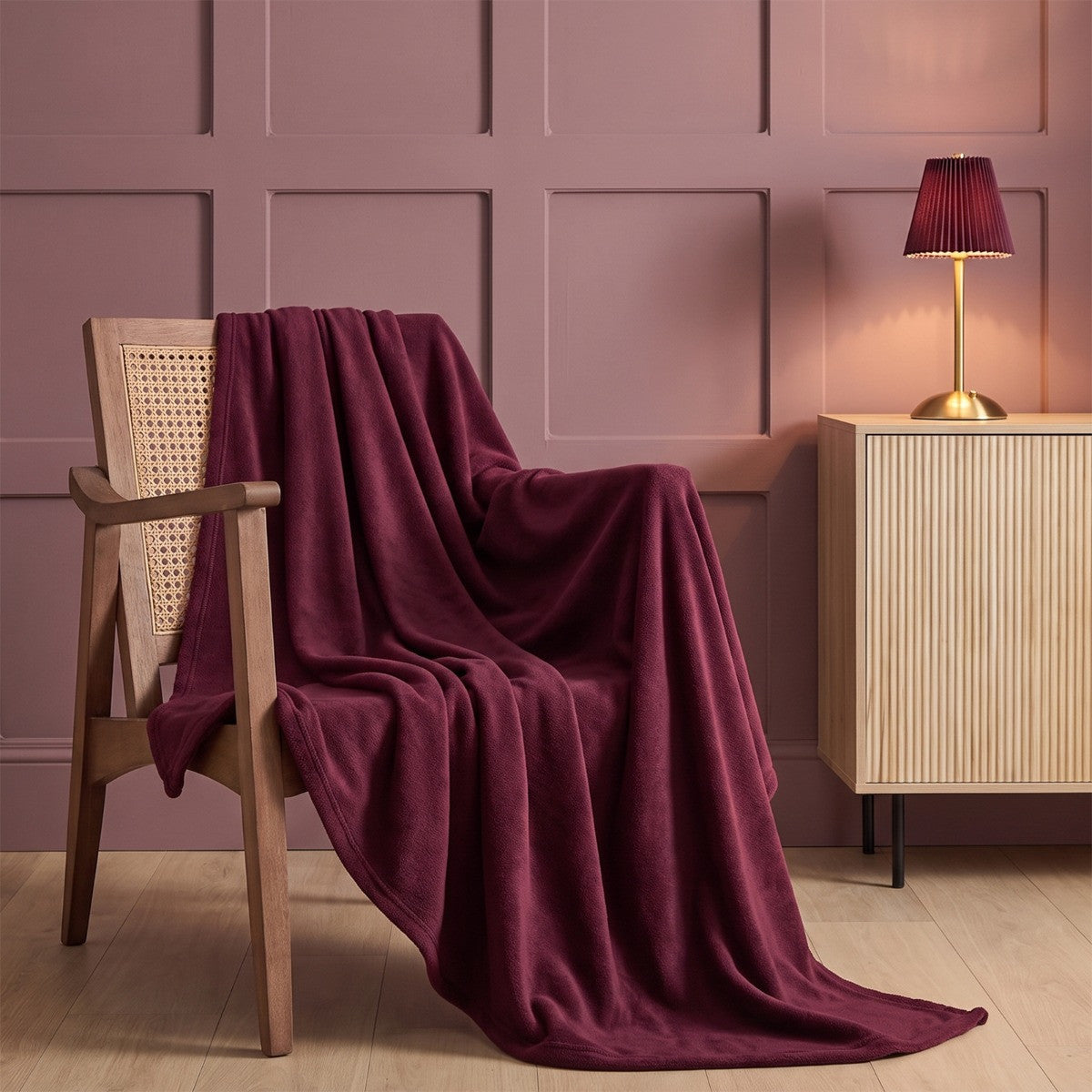 Plain Fleece Throw – Burgundy