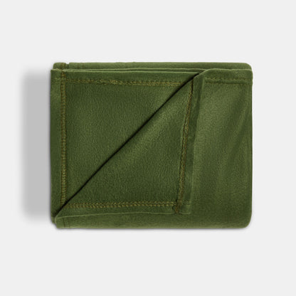 Plain Fleece Throw – Woodland Green