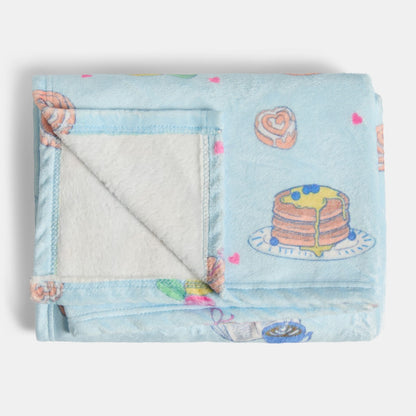 Breakfast Print Ultra Soft Throw – Blue