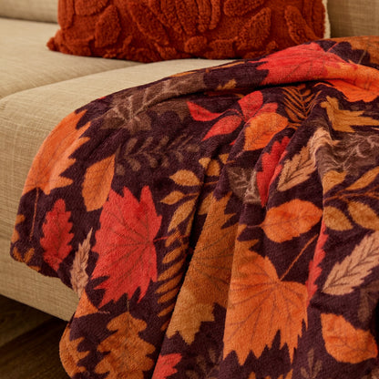 Ultra Soft Autumn Print Throw – Burgundy