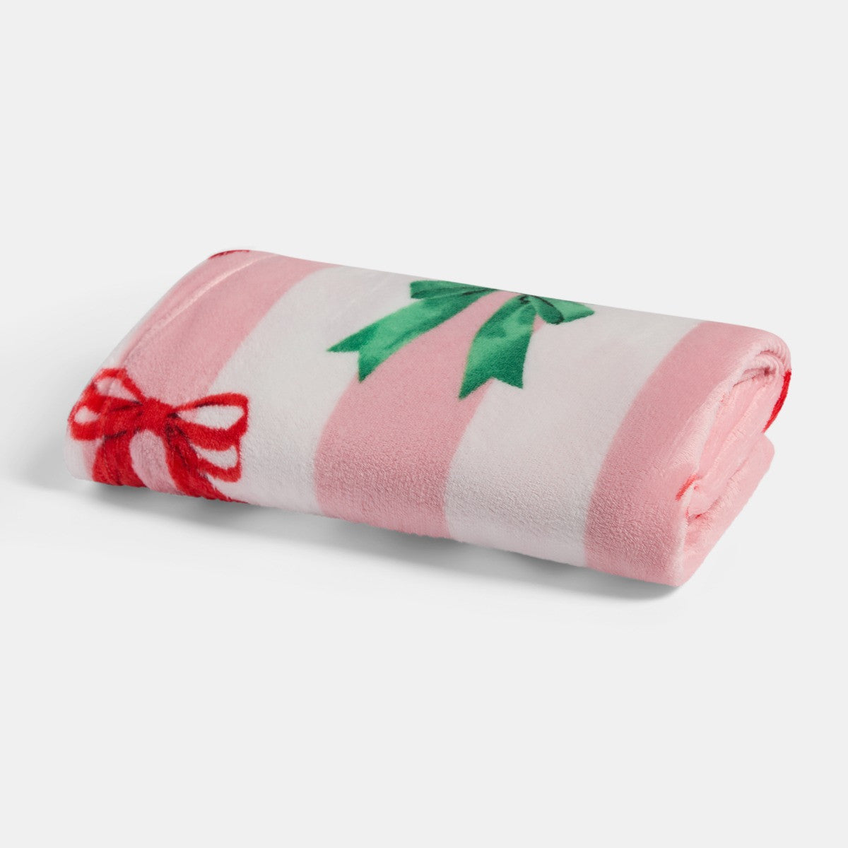 Multi Bow Stripe Ultra Soft Throw – Pink/White