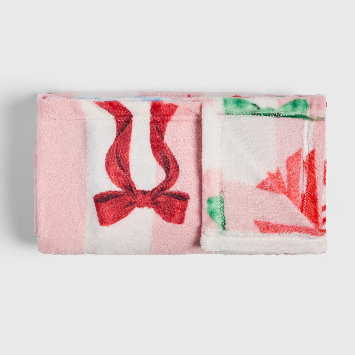 Multi Bow Stripe Ultra Soft Throw – Pink/White