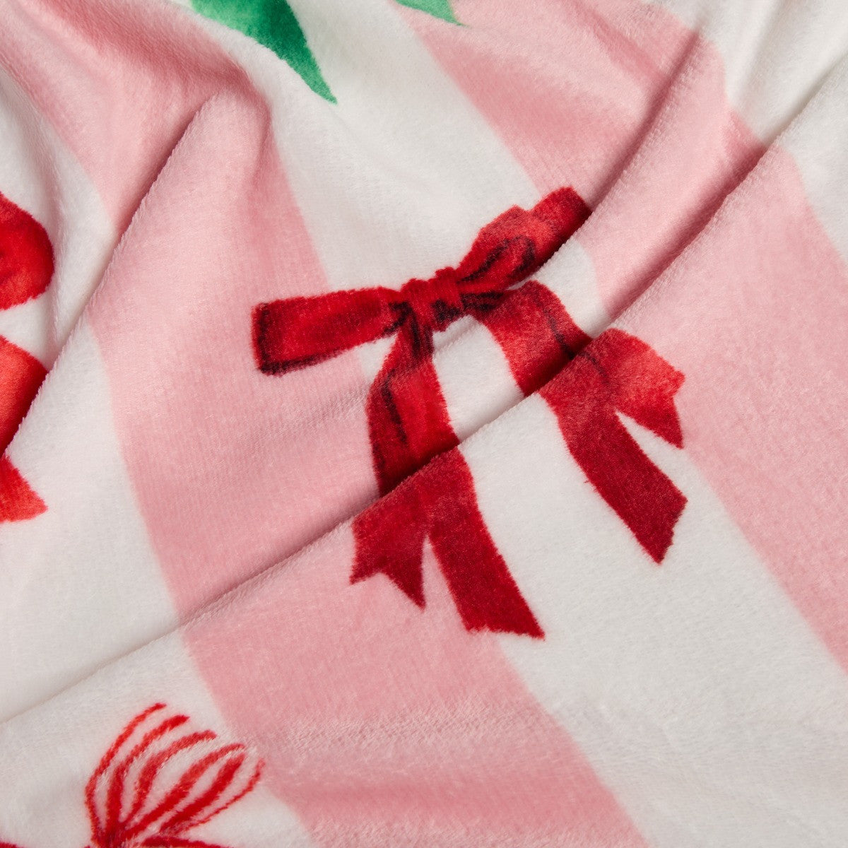 Multi Bow Stripe Ultra Soft Throw – Pink/White