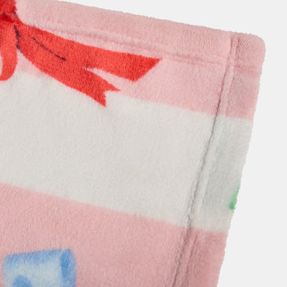 Multi Bow Stripe Ultra Soft Throw – Pink/White
