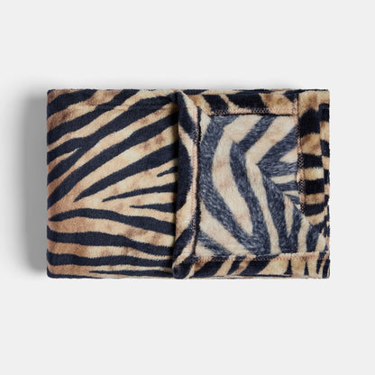 Zebra Print Ultra Soft Throw – Black