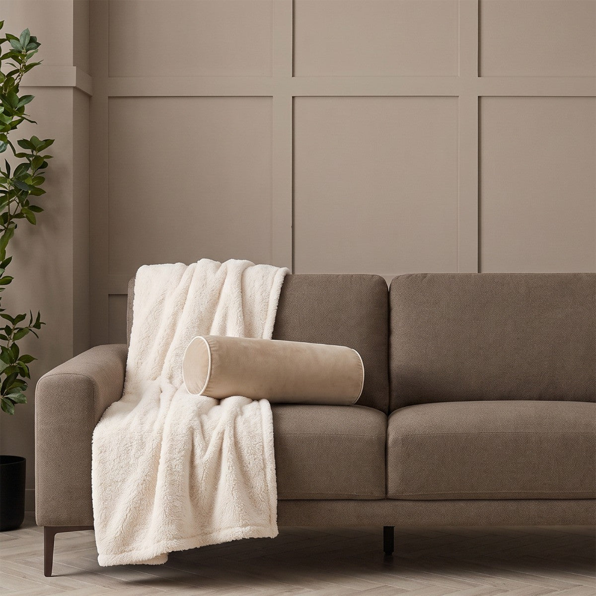 Teddy Fleece Throw – Cream