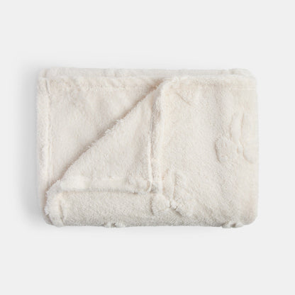 Tufted Bow Teddy Fleece Throw – Ivory