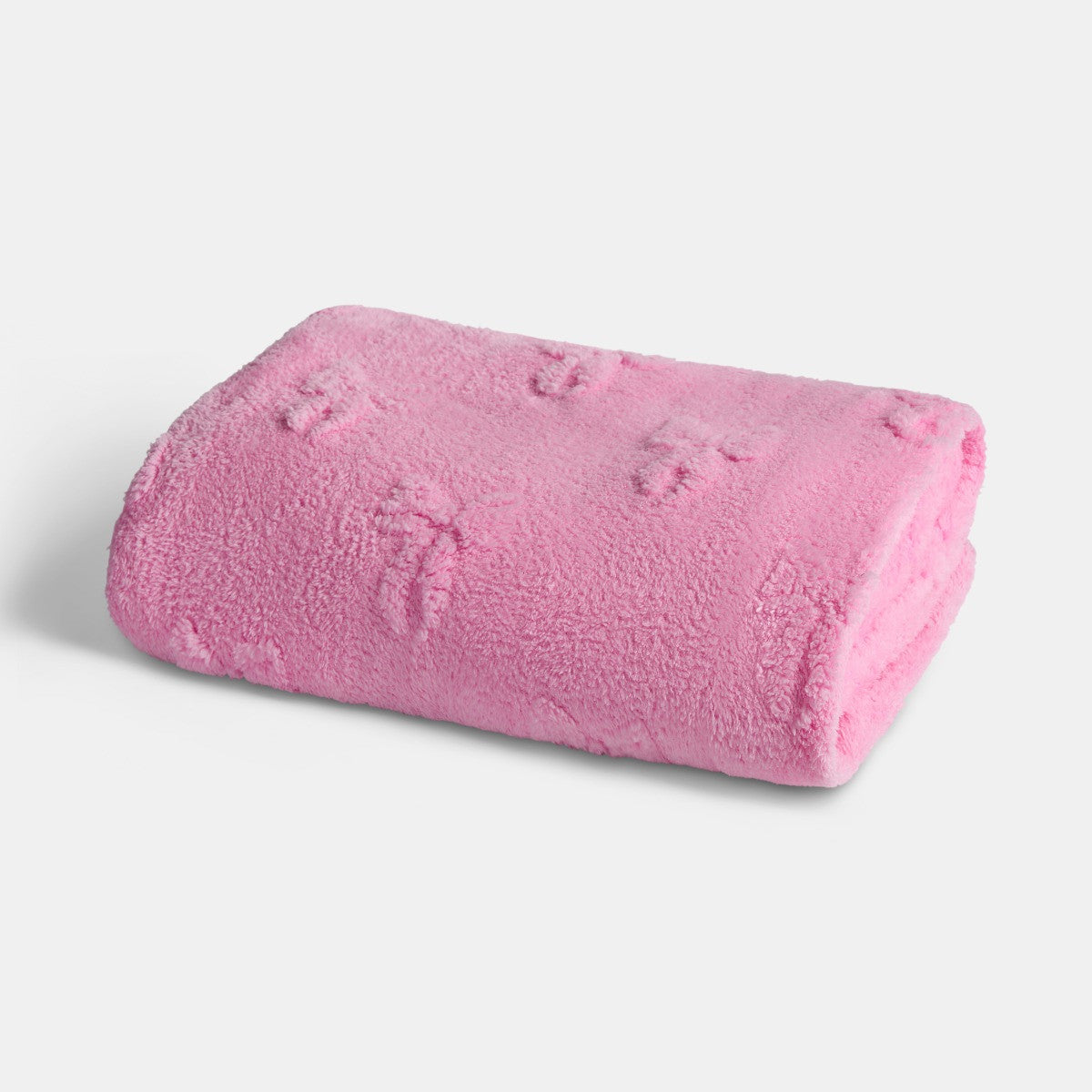 Tufted Bow Teddy Fleece Throw – Blush