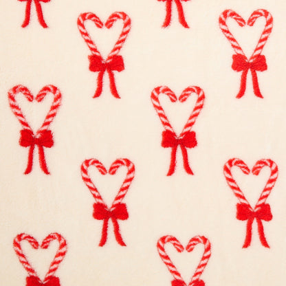 Candy Bow Heart Print Teddy Throw – White/Red