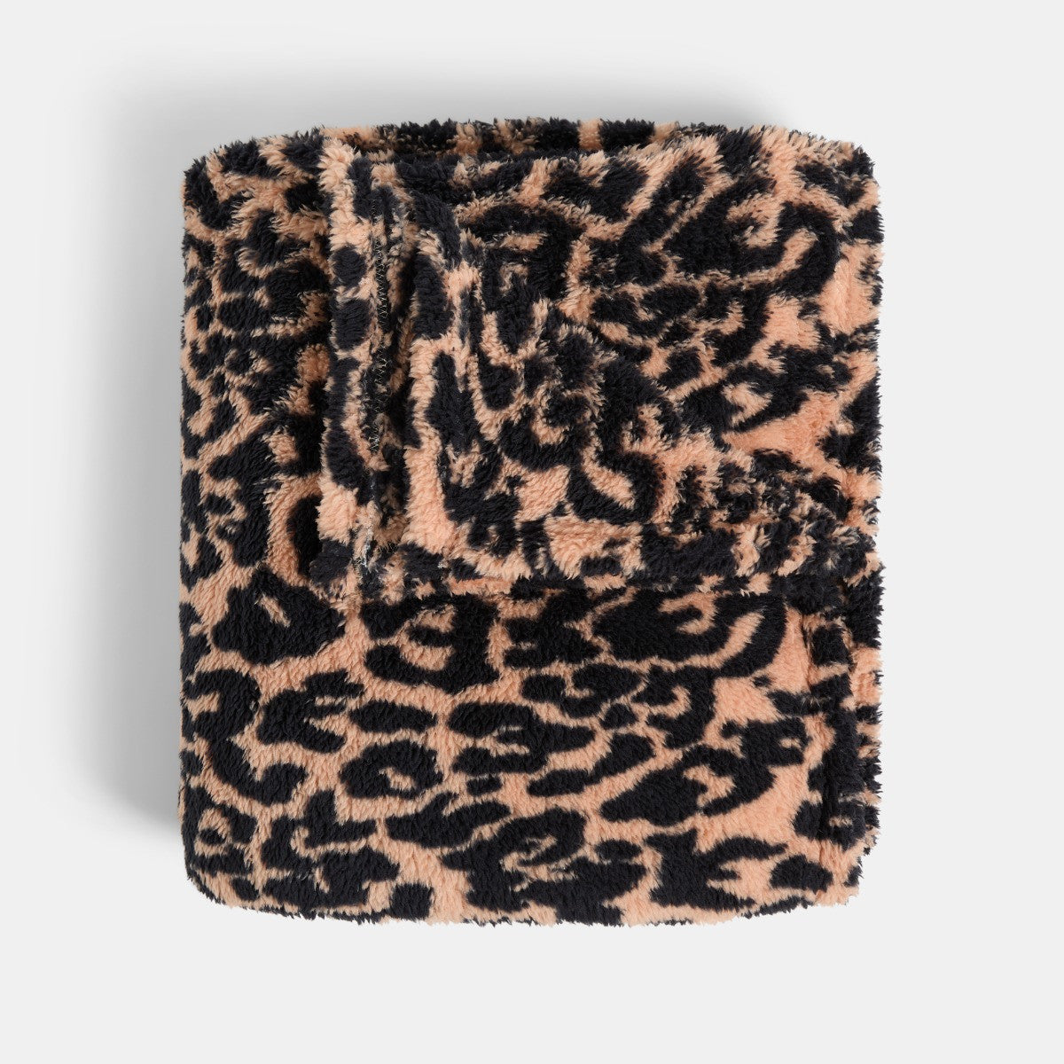 Leopard Print Teddy Fleece Throw – Brown