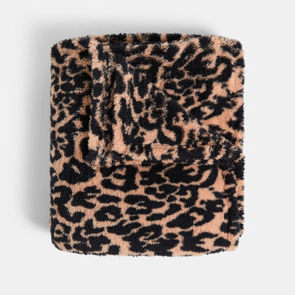Leopard Print Teddy Fleece Throw – Brown